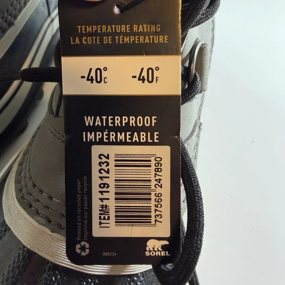 Sorel Caribou Womens Size 10 Gray Waterproof Insulated Snow Boots NL1005-051 New